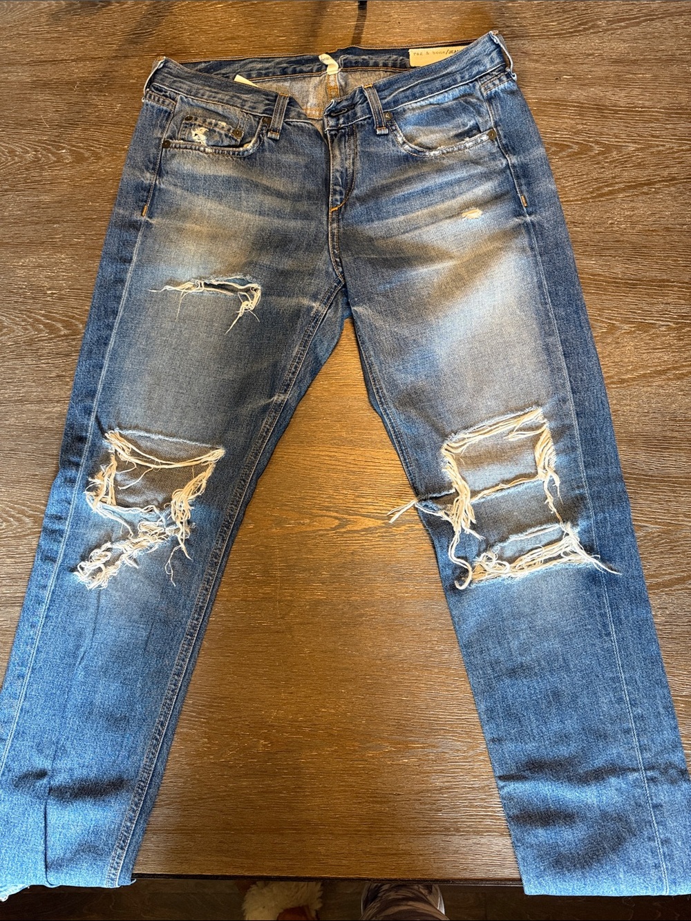 Rag & Bone Boyfriend jeans size 26 Distressed Blue Ripped Jeans